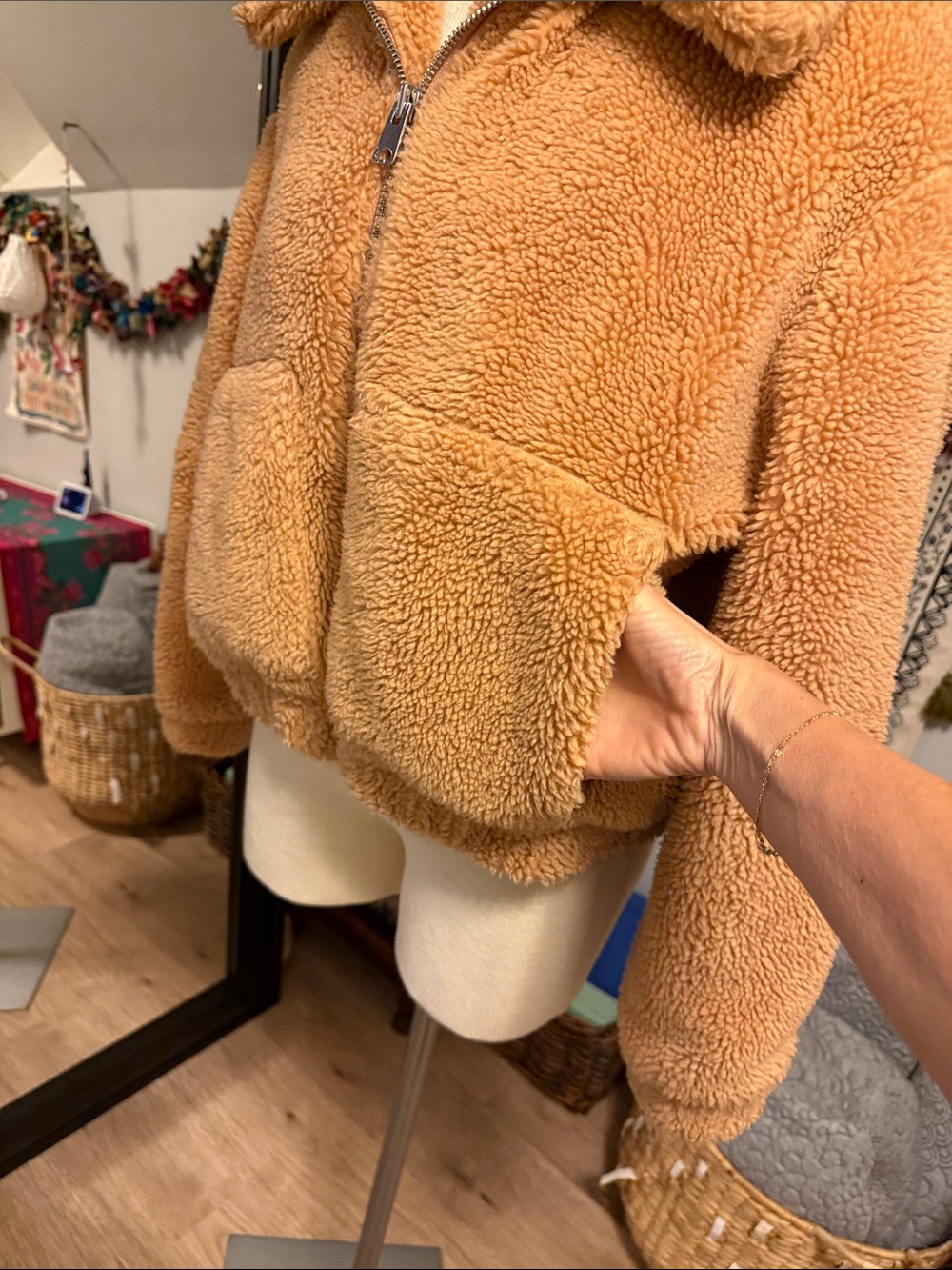 Cozy Teddy Zip-Up Jacket - Camel - Picture 7 of 10